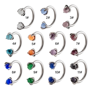 Titanium steel horseshoe nose ring with cat eye stone dragon claw in 11 colors