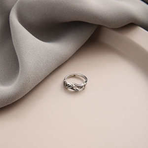 Macro shot of gothic dragon wing open ring in vintage oxidized silver finish