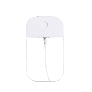 50ml portable flat card spray bottle with white pump and transparent plastic body