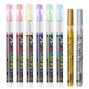 Set of 8 colorful nail art acrylic markers with 0.7mm extra fine tips for DIY design
