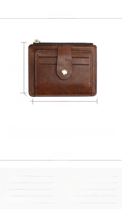 Detail of brown PU leather wallet showing multiple card slots and secure snap closure