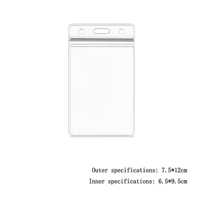 Detail showing dimensions of clear PVC ID badge holder with 7.5x12cm outer size