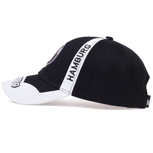 Tactical black and white baseball cap with Hamburg embroidery and side crest detail