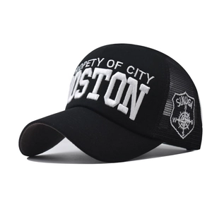 Boston Property Of City Embroidered Trucker Hat Cotton Mesh Breathable Adjustable Snapback Vintage Streetwear Cap