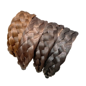 Three-color fishtail braid headbands in brown, dark brown, and black colors