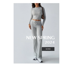 Macro shot of grey Y2K slim-fit long-sleeved top and drawstring wide-leg pants