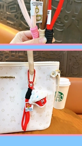 Cute plush food keychain bag charm lovely cartoon pendant for women backpack keys.