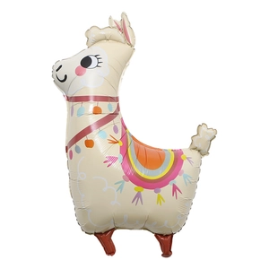 Colorful alpaca pinata foil balloon with decorative saddle for themed party events