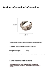 Detailed view of multilayer zircon ring showing 2.2cm dimensions and copper material