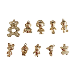 Golden DIY alloy astronaut and bear charm pendants collection for jewelry making