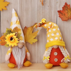 Gnomo Del Raccolto Autunnale Peluche Girasole Foglia Di Acero Ornamento Da Tavolo Tomte Svedese Fatto A Mano Per Decorazione Casa