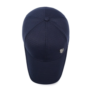 Casquette de baseball en maille bleu marine pour hommes avec logo en métal pour protection solaire