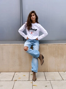 Vintage αμερικάνικο oversized βαμβακερό μακρυμάνικο T-shirt με τύπωμα γραμμάτων σε μοντέλο