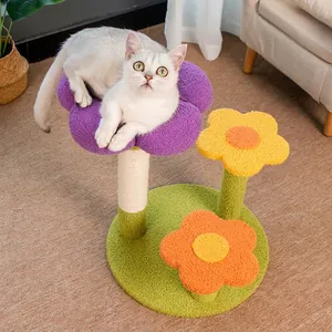 Flower Cat Tree Multi Level Cat Climbing Frame With Sisal Scratching Post Teddy Velvet Plush Platforms For Indoor Cats Interactive Toy Ball