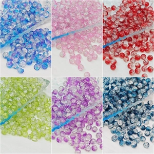 Round Glass Beads With Crackle Pattern For DIY Jewelry Making Colorful Loose Beads For Bracelets And Necklaces