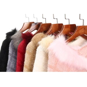 Plaid chenille knit poncho with faux fur collar in multiple colors for winter warmth