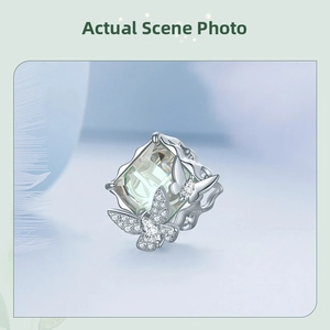S925 sterling silver butterfly charm with mint green gemstone and cubic zirconia accents