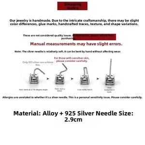 Detailed size specifications for pearl zircon earrings with 2.9cm alloy and 925 silver needles