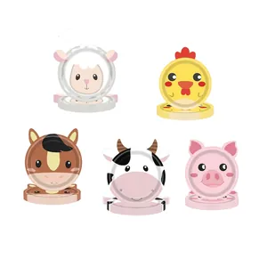 Assorted farm animal shaped paper plates including sheep cow and pig for kids birthdays