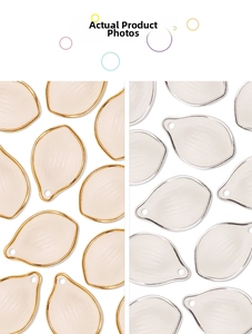 Detail of acrylic lotus petal charms with gold and silver edges for DIY jewelry making
