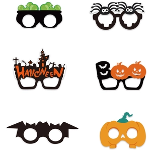 Halloween Party Glasses Paper Photo Booth Props Funny Festive Costume Accessories Pumpkin Bat Spider Castle Decorations