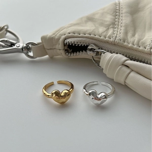 S925 silver minimalist heart-shaped open ring in gold and silver finishes