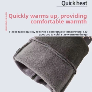 Close-up of thick grey fleece lining inside winter gloves for warmth and comfort