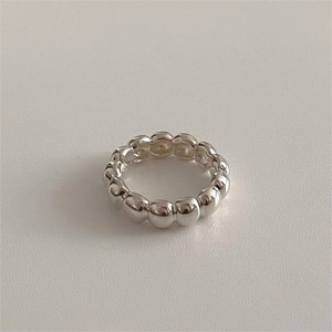 Polished 925 sterling silver bubble bead ring with a minimalist rounded band design