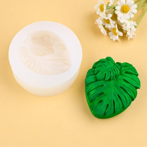 Monstera leaf silicone mold for DIY candles and soaps with realistic plant vein texture