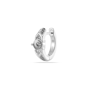 Minimalist silver hoop earring with micro-pave cubic zirconia and quilted texture design