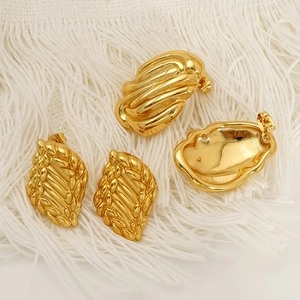 Golden woven stud earrings in vintage braided and wavy designs for a premium look