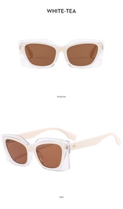 Detailed views of White-Tea square sunglasses showing both positive and side profiles