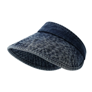 Fashion dark blue denim open top sun hat with quilted visor for kids outdoor travel