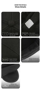 Detailed close-up of wool brimless cap featuring ear flaps and adjustable metal buckle