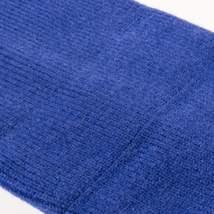 Navy blue winter rib-knit beanie hat featuring thick textured jacquard and double cuff
