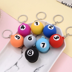 Billiard Pool Ball Keychain Simulation PVC Numbered Sports Pendant For Bag Car Keyring