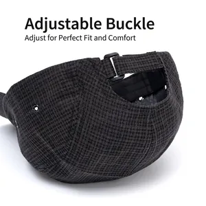 Plaid baseball cap back view with adjustable buckle for personalized fit and comfort