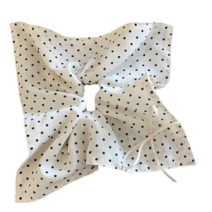 French style polka dot chiffon bow scrunchie for ponytail styling in black and white