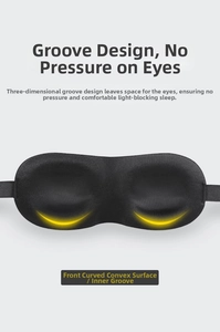 Detail showing 3D contoured eye mask design for pressure-free sleep and blackout comfort