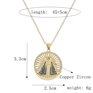 Specifiche dettagliate della collana con pendente Vergine Maria in rame e zircone