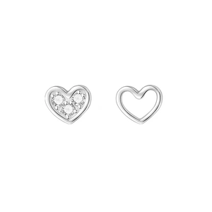 Orecchini a lobo a cuore asimmetrici in argento 925 con design vuoto e cristallo
