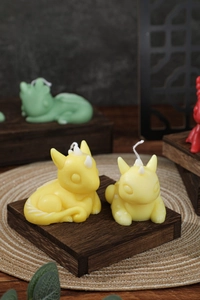 Detailed close-up of yellow dragon silicone mold for handmade zodiac candles and crafts