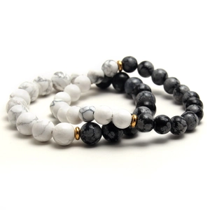 10MM white turquoise and tiger eye frosted stone stretch beaded bracelets for men and women