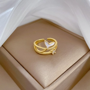 Elegant adjustable gold mermaid tail ring with zircon on warm jewelry gift box