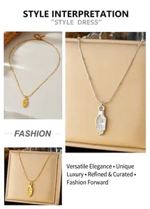 Detailed views of gold and silver Hamsa Hand Evil Eye pendants on beaded necklaces