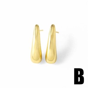 Polished 18k gold plated teardrop stud earrings for women with a sleek minimalist finish