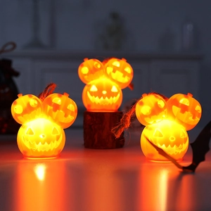 Halloween Pumpkin Lantern LED Luminous Triple Stacked Orange Plastic Decorative Hanging Lamp Desktop Ornament Festive Atmosphere