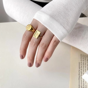 Minimalist gold sun and eye seal rings set with white zircon stones for women
