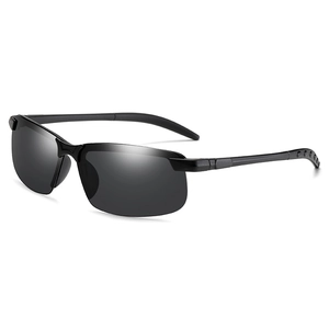 Men's polarized semi-rimless sunglasses in black, ideal for outdoor driving activities