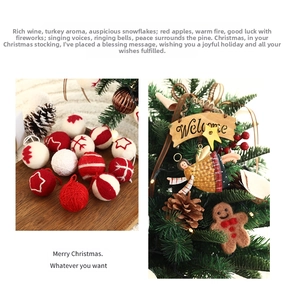 Detailed Christmas tree ornaments set with gingerbread man and felt snowflake balls